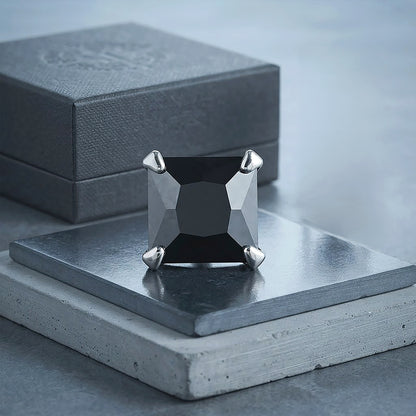 Square Black Gemstone Silver Nosepin