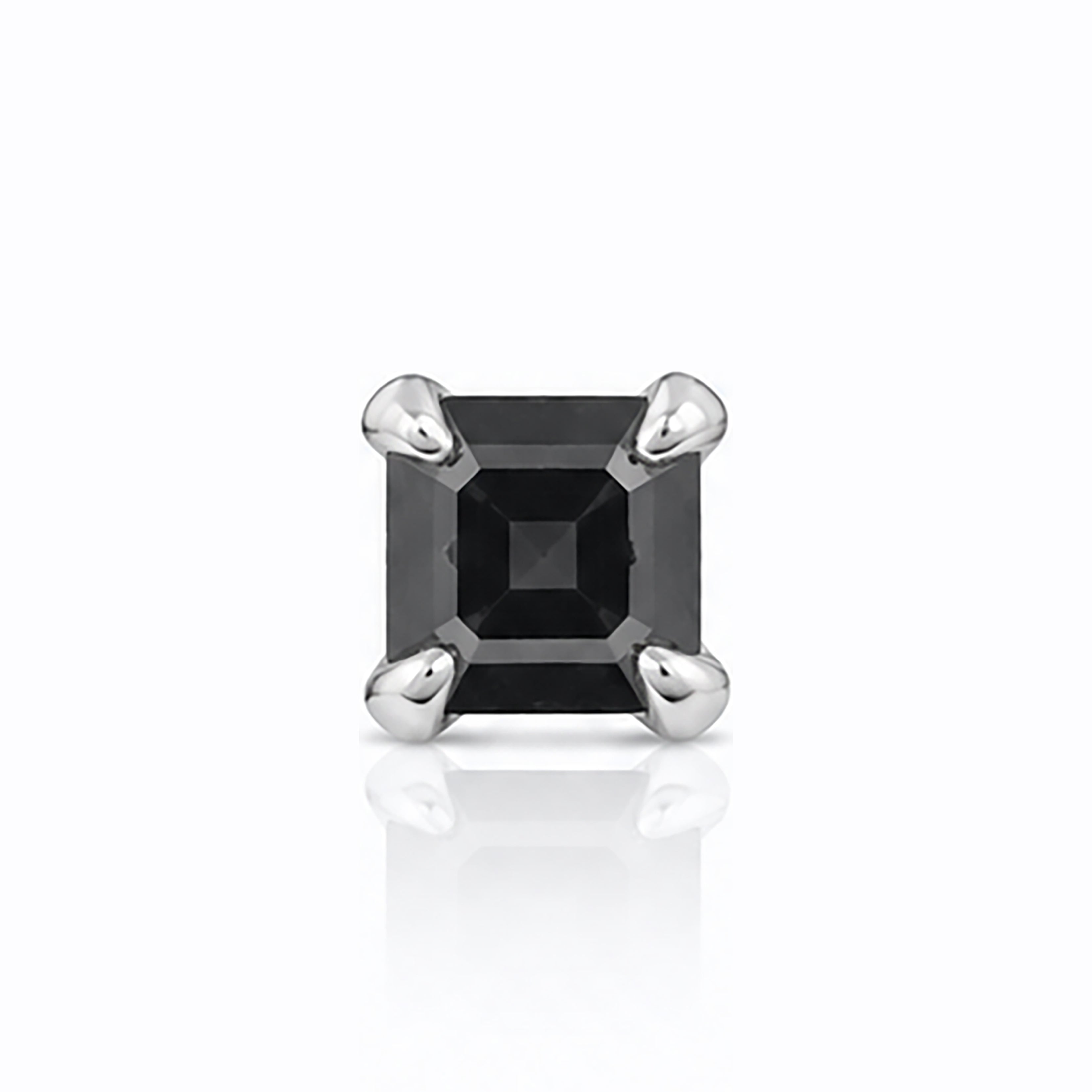 Square Blackstone Silver Nosepin