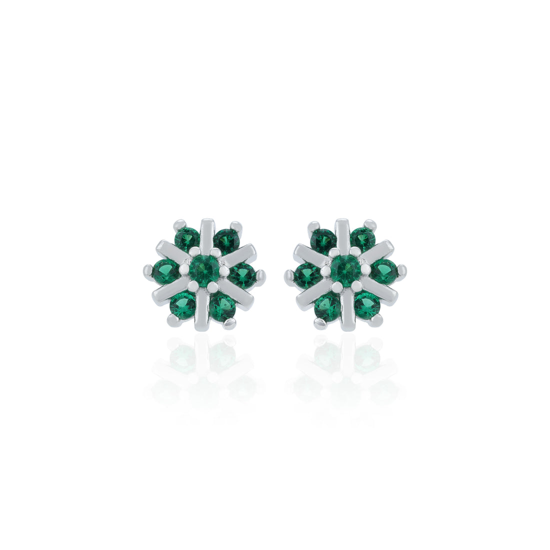 Star Bloom Green Stone 925 Sterling Silver Stud Earrings for Women
