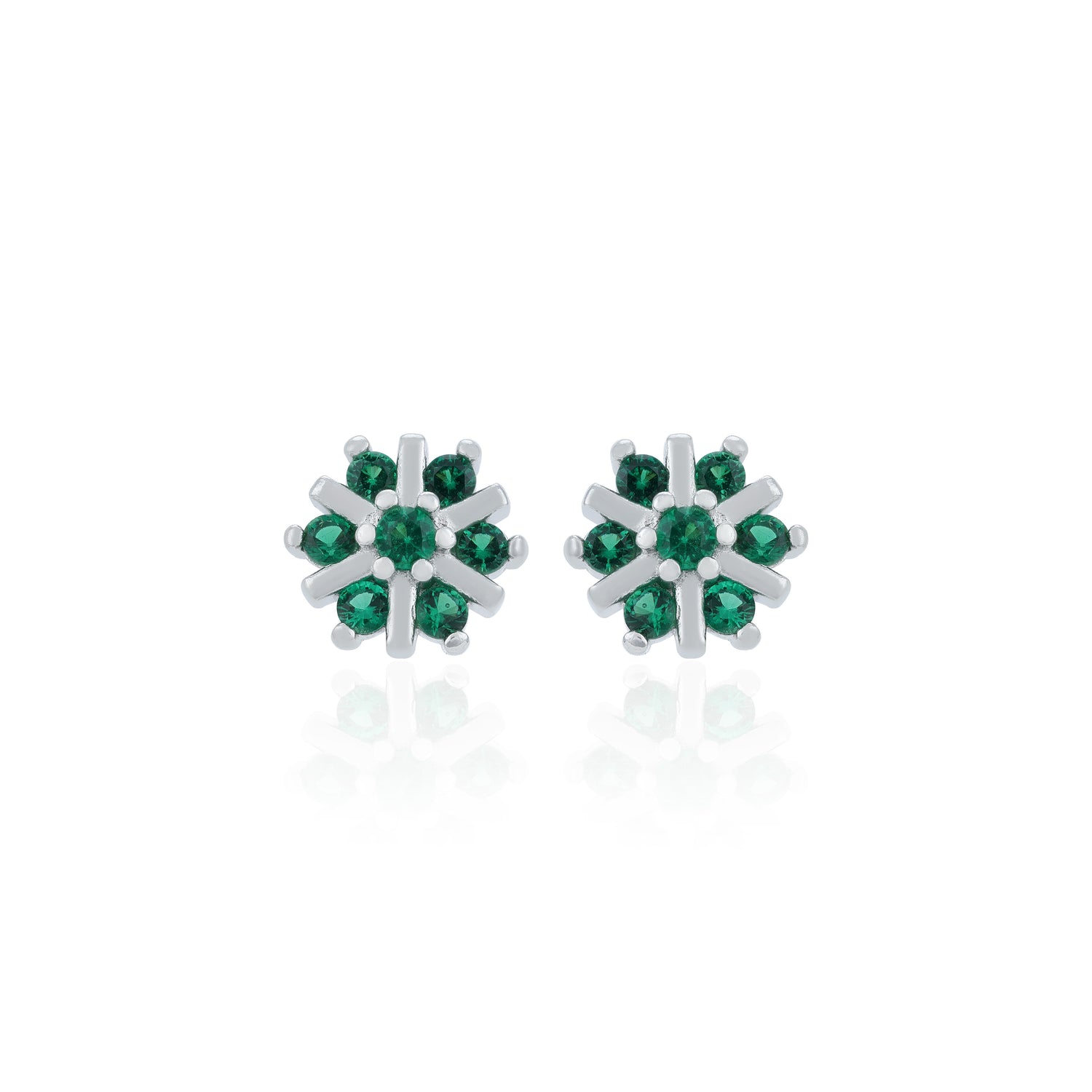 Star Bloom Green Stone 925 Sterling Silver Stud Earrings for Women