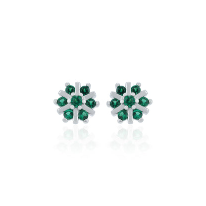 Star Bloom Green Stone 925 Sterling Silver Stud Earrings for Women