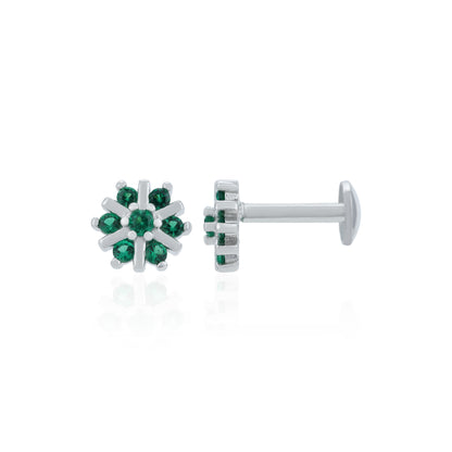 Star Bloom Green Stone 925 Sterling Silver Stud Earrings for Women