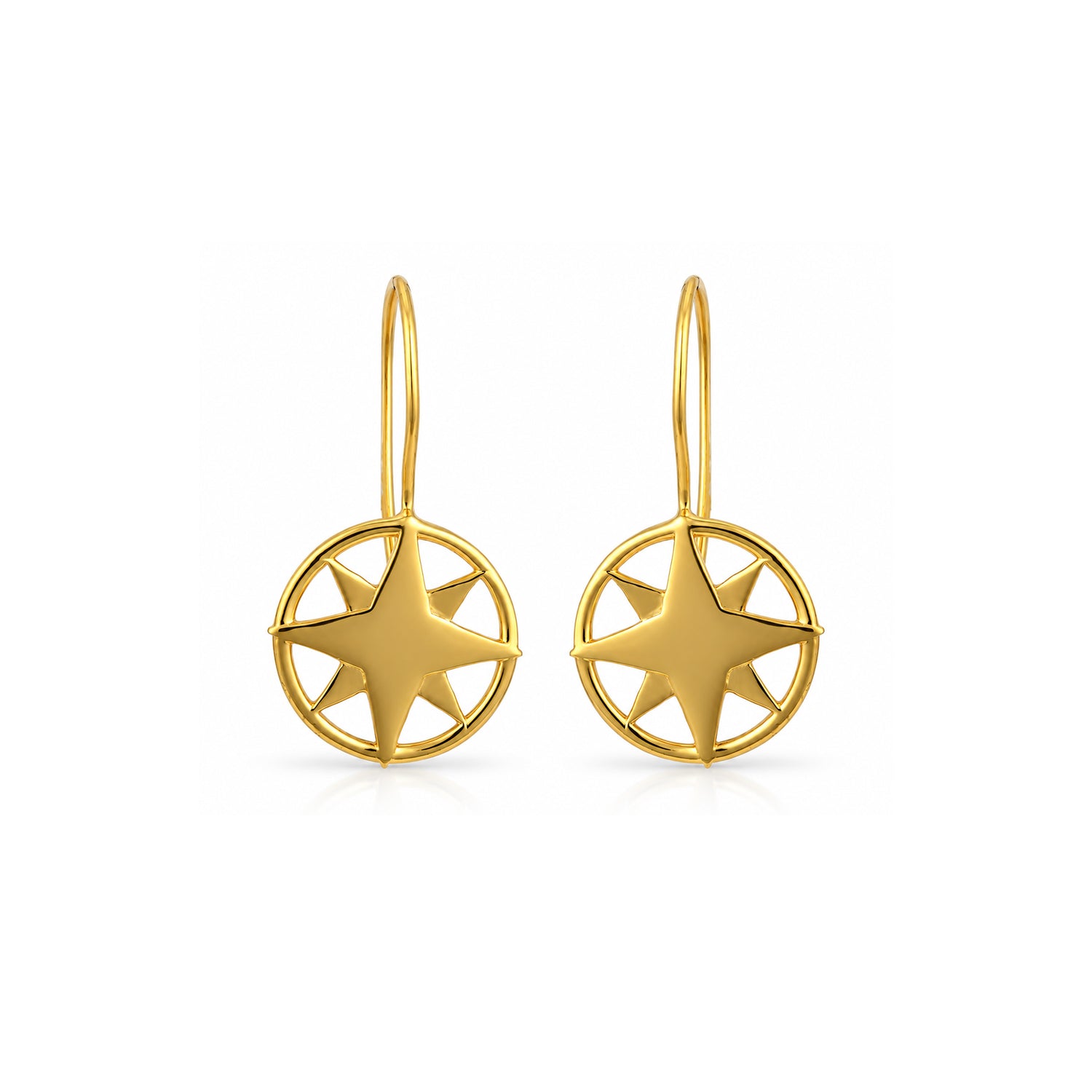 Star Circle Drop 925 Sterling Silver Earrings