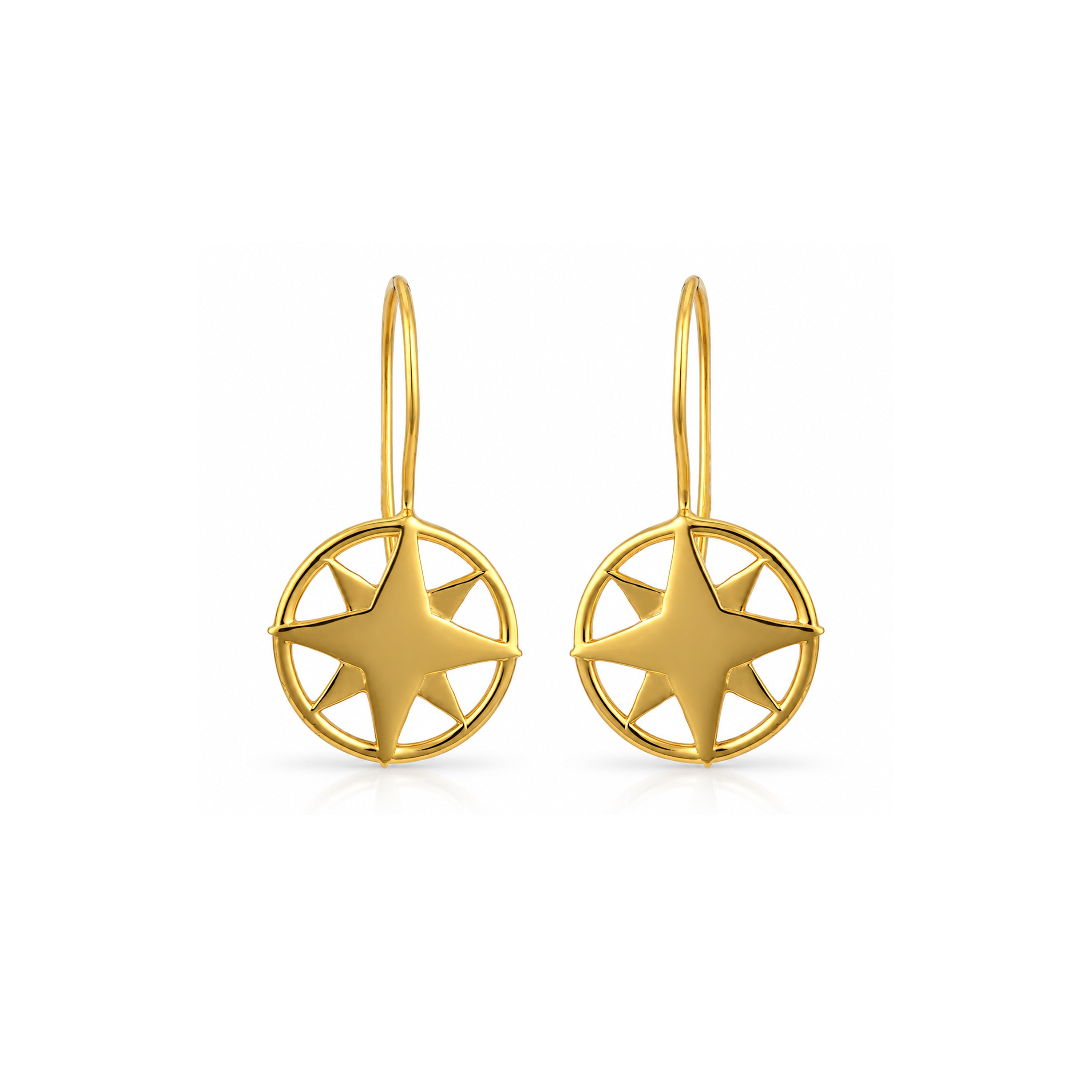 Star Circle Drop 925 Sterling Silver Earrings