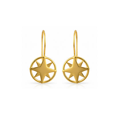 Star Circle Drop 925 Sterling Silver Earrings