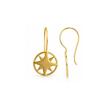 Star Circle Drop 925 Sterling Silver Earrings