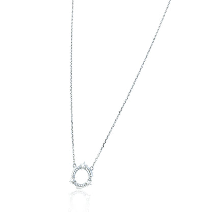 Star Circle White Stone Pattern 925 Sterling Silver Chain Pendant for Women