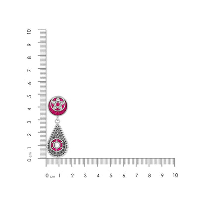 Star Pink Lotus Drop 925 Sterling Silver Earrings