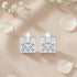 Starburst Geometric Square Silver Drop Earrings