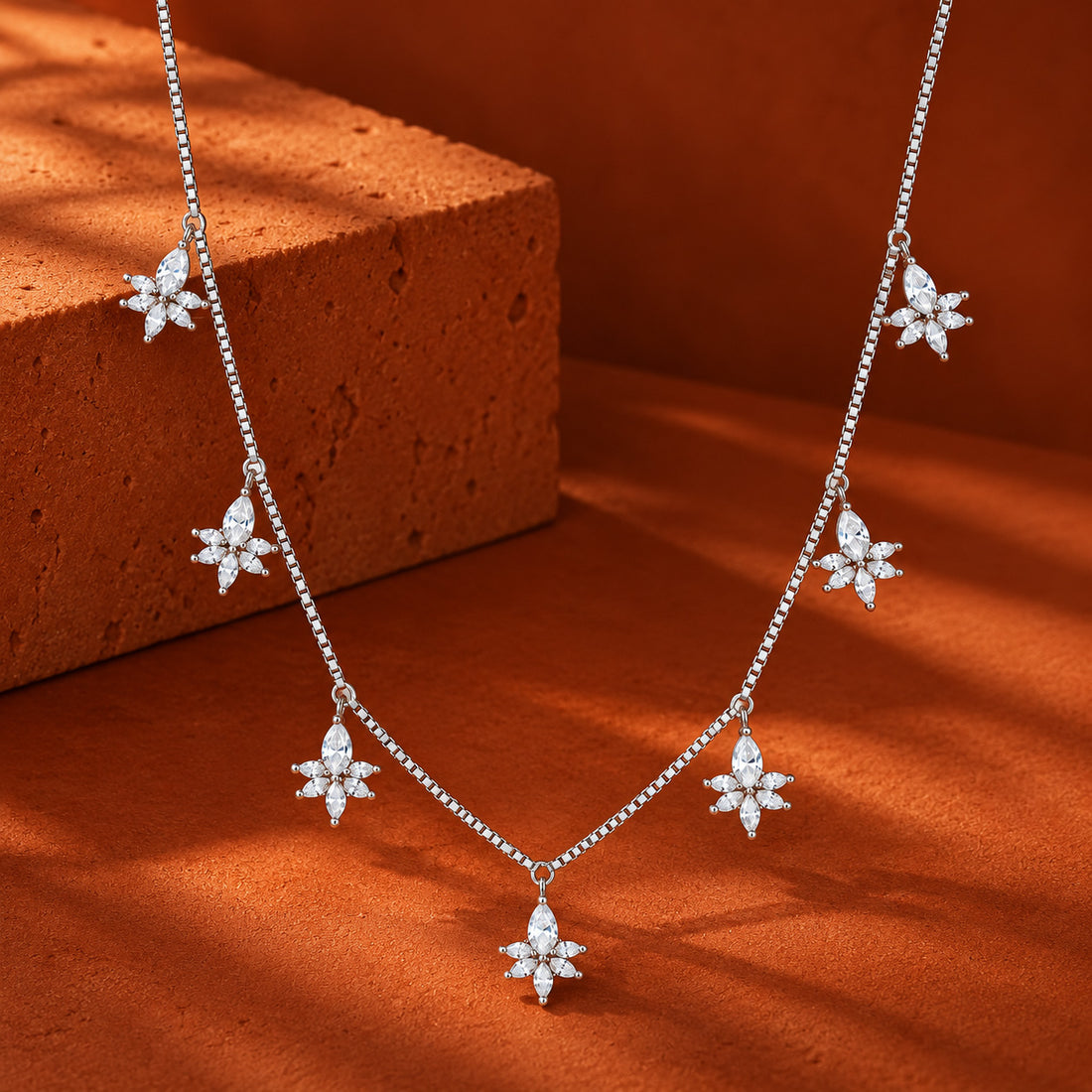 Starburst Charm Sterling Silver Chain