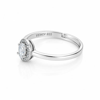 Stardust Halo 925 Sterling Silver Ring for Women