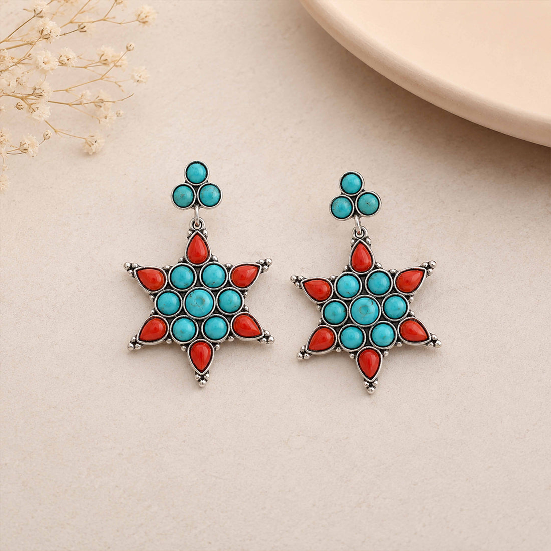 Starflower Gem Radiance 925 Sterling Silver Fashion Earrings