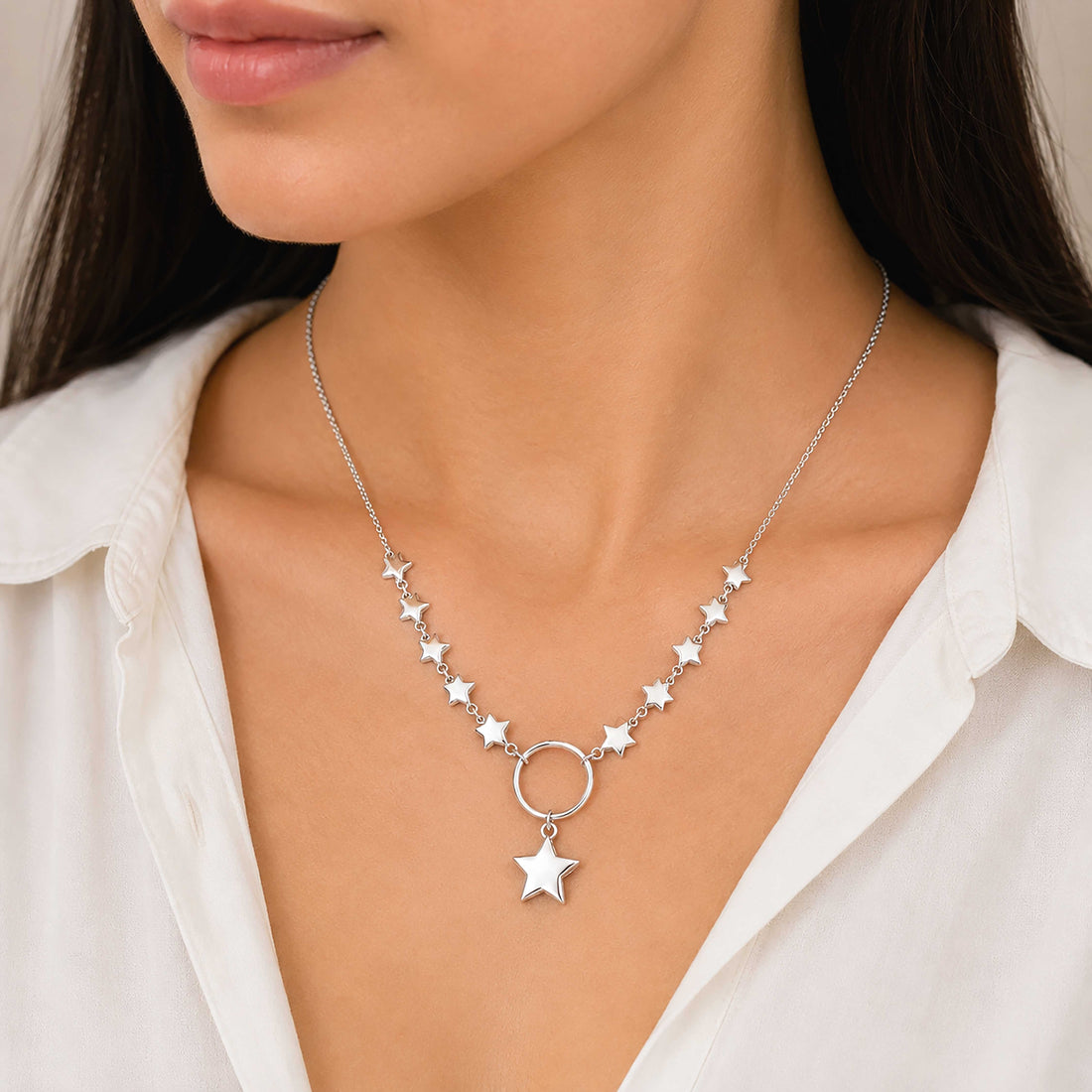 Starlit Charm Silver Necklace