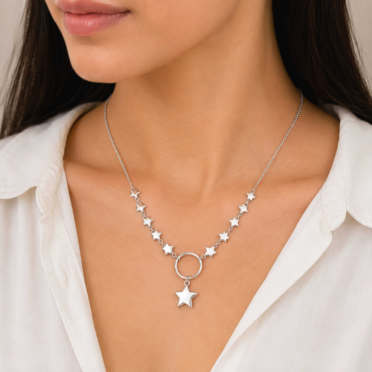 Starlit Charm Silver Necklace
