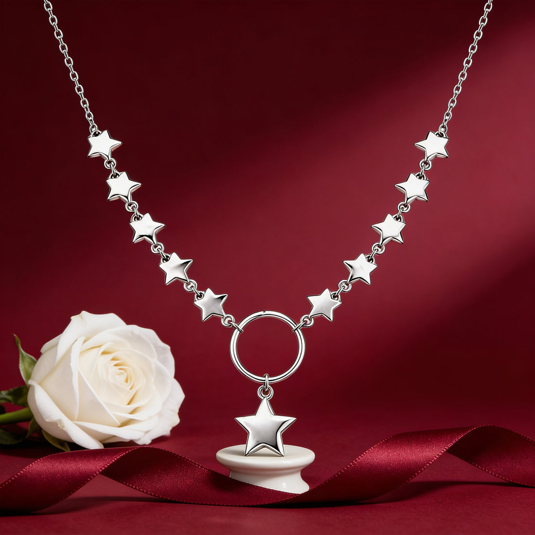 Starlit Charm Silver Necklace
