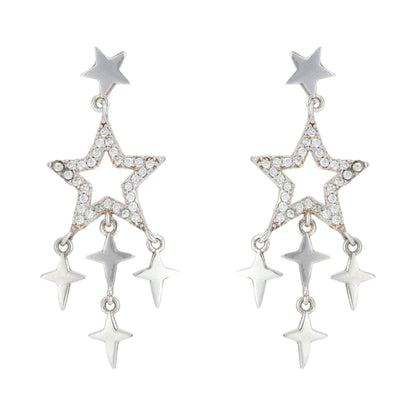 Starry Cascade 925 Rhodium Plated Earrings