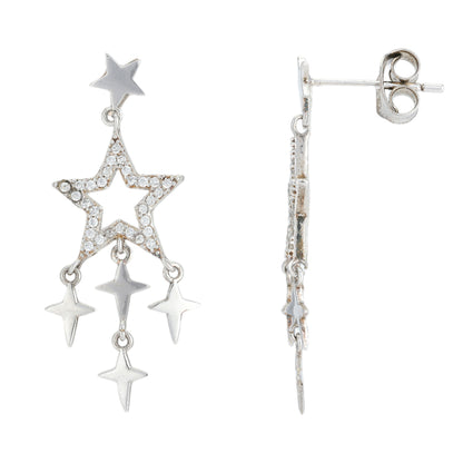 Starry Cascade 925 Rhodium Plated Earrings