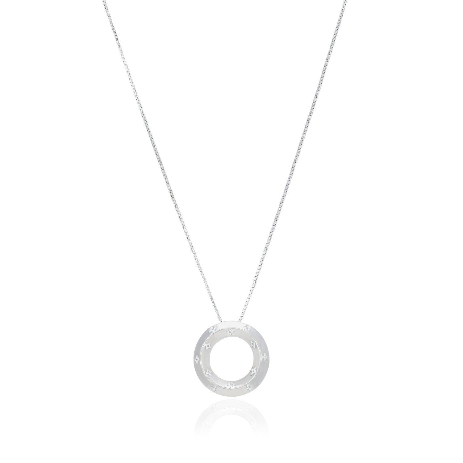 Starry Night Celestial Circle 925 Sterling Silver Chain Pendant