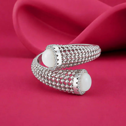 Statement Popcorn Mesh White Stone Add Sterling Silver Ring