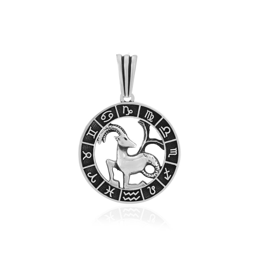 Steadfast 925  Plated Capricorn Zodiac Oxidised Pendant