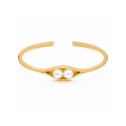 Stellar Pearl Grace 925 Sterling Silver Elegant Cuff Kada
