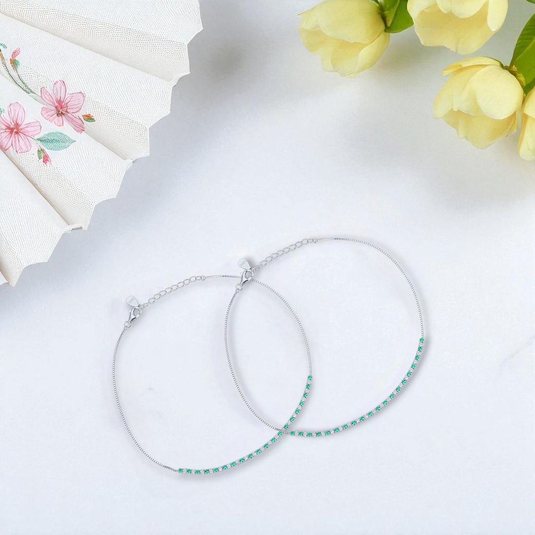 925 S925 Sterling Silver Charming Meadow Mist Anklet For Womenterling Silver Charming Meadow Mist Anklet For Women