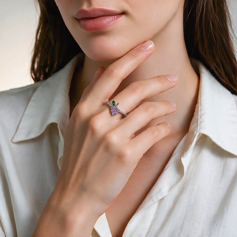Sterling Silver Grape Cluster Ring