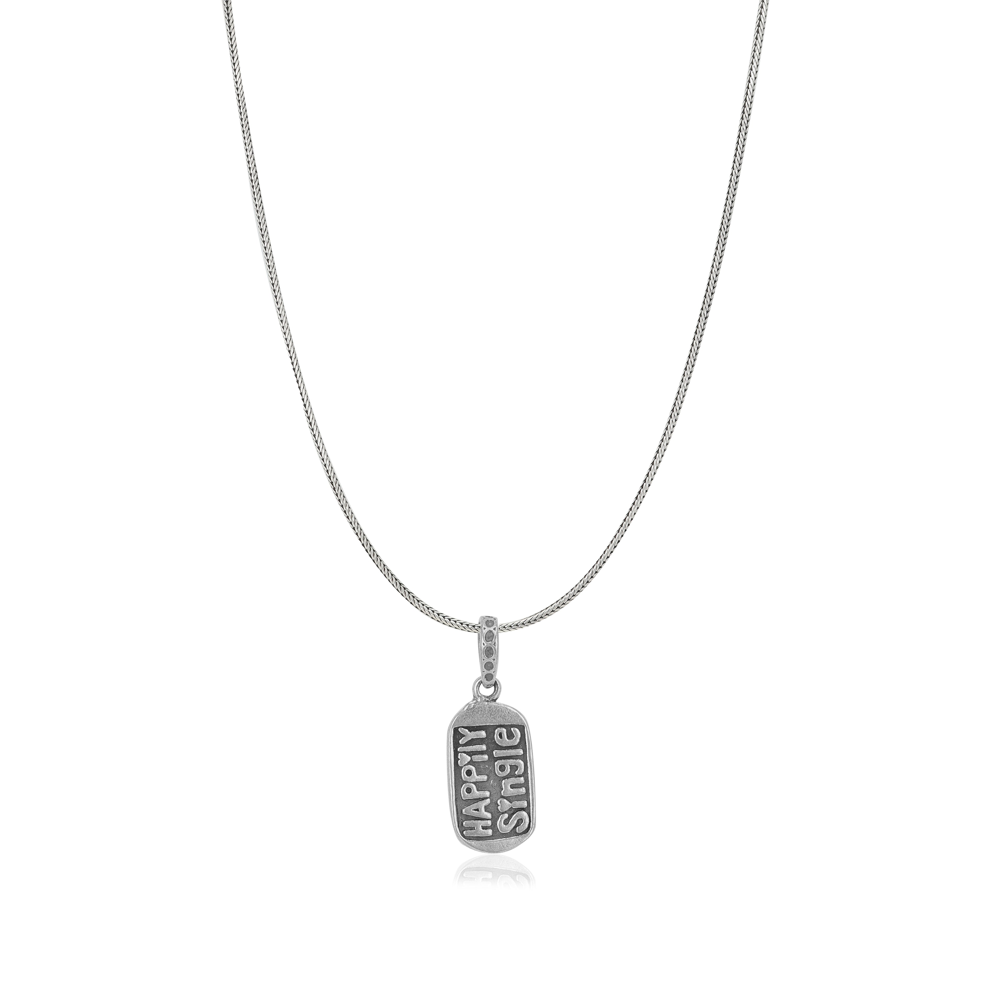 Happily Single 925 Rhodium Plated Snake Chain Pendants