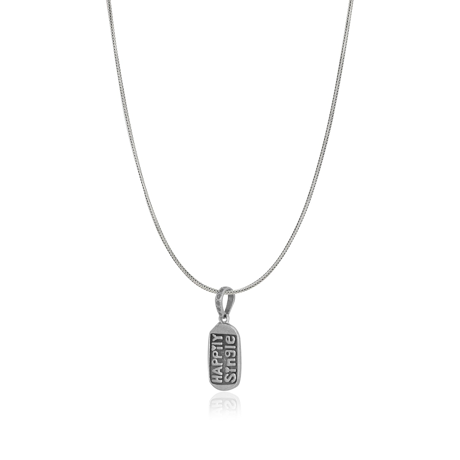 Sterling Happily Single Rhodium Plated Snake Chain Pendants