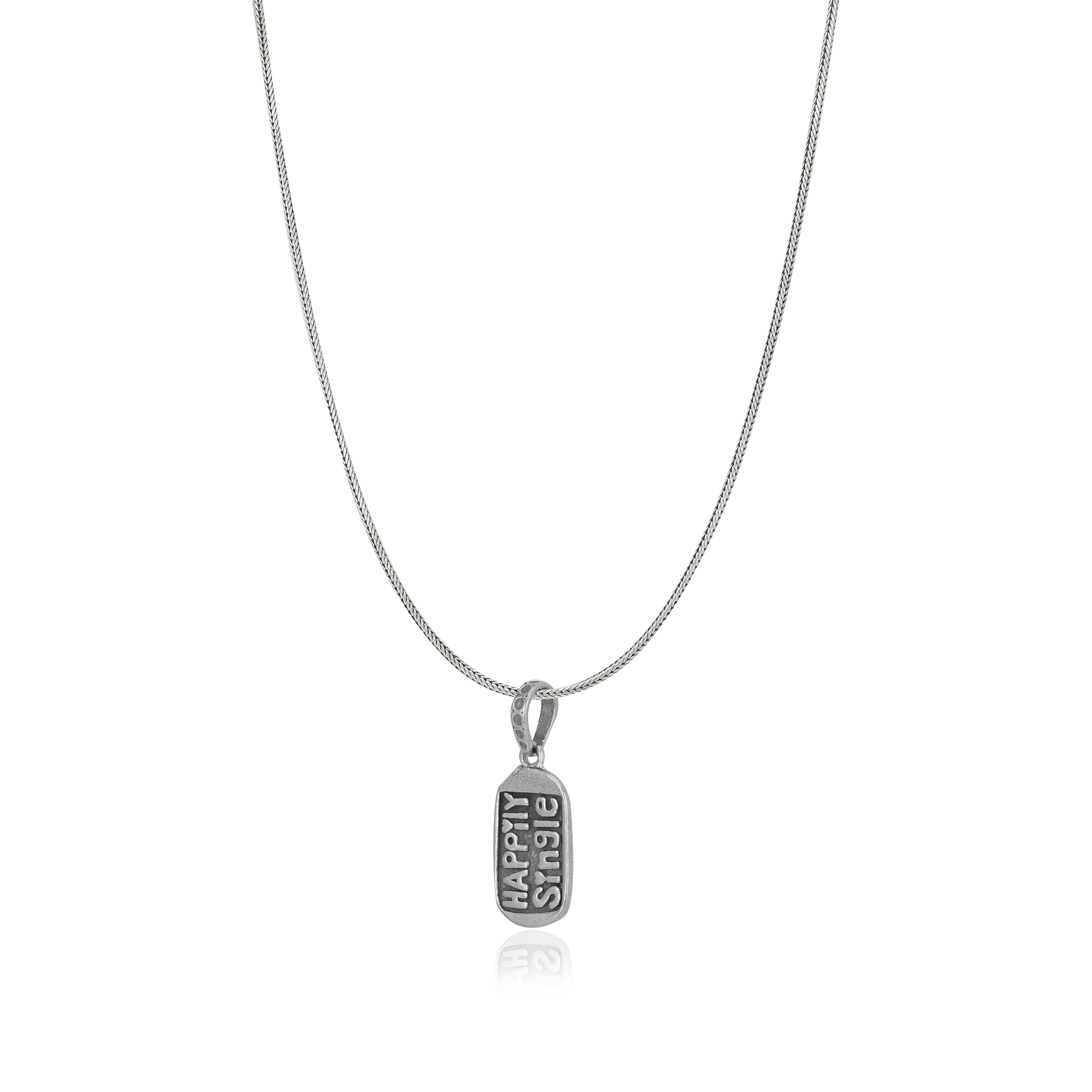 Sterling Happily Single Rhodium Plated Snake Chain Pendants