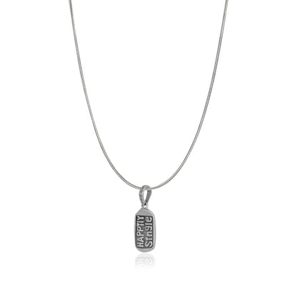 Sterling Happily Single Rhodium Plated Snake Chain Pendants