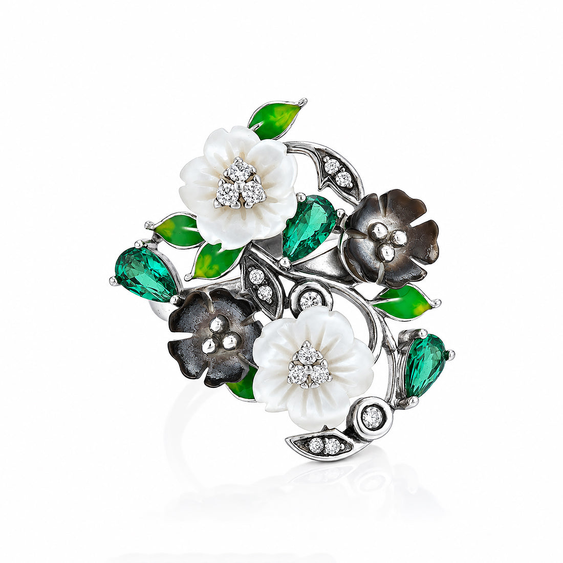 Sterling Silver MOP Botanica Blossom Statement Ring