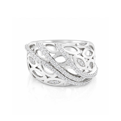 Sterling Silver Openwork Cutout Multi Layer Band Ring