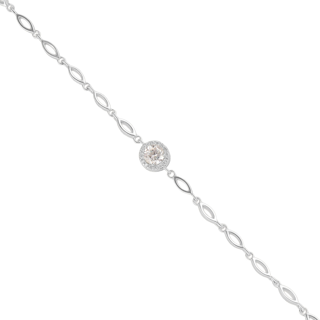 925 Sterling Silver April Month Circle Diamond Birthstone Bracelet For Women