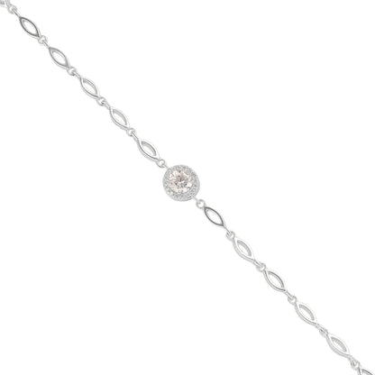925 Sterling Silver April Month Circle Diamond Birthstone Bracelet For Women
