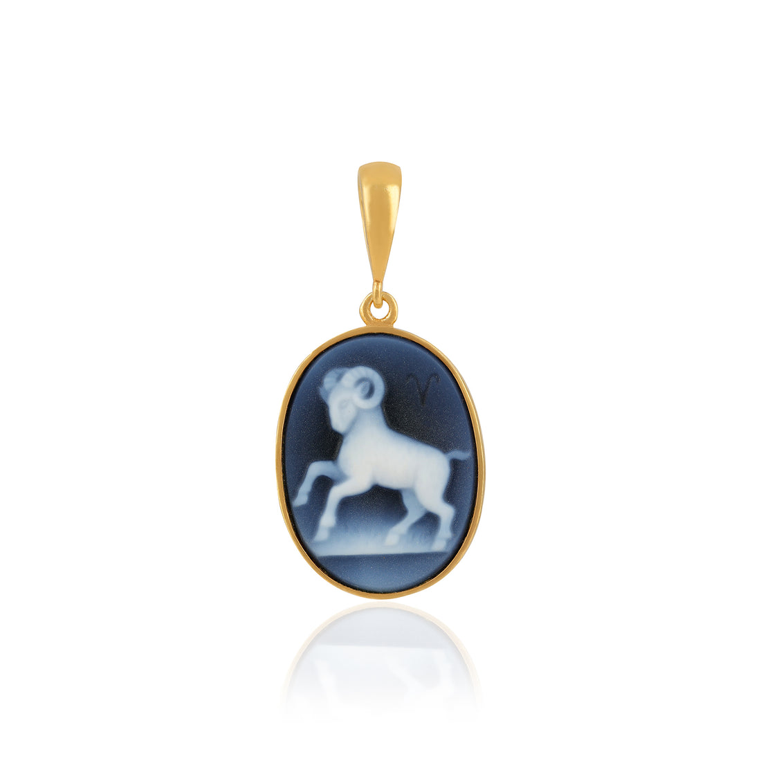 925 Sterling Silver Aries Zodiac Agate Gold Plated Pendant for Men and Women