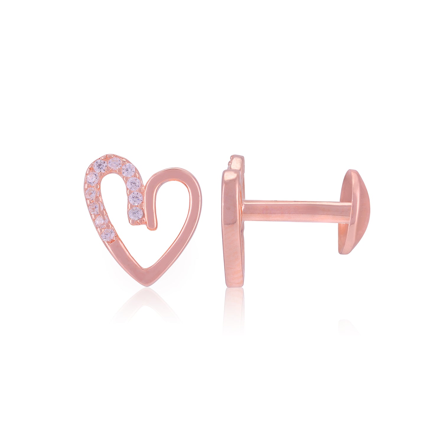 925 Sterling Silver Asymmetric Heart Stone Earrings for Women