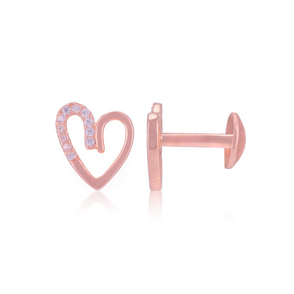 925 Sterling Silver Asymmetric Heart Stone Earrings for Women