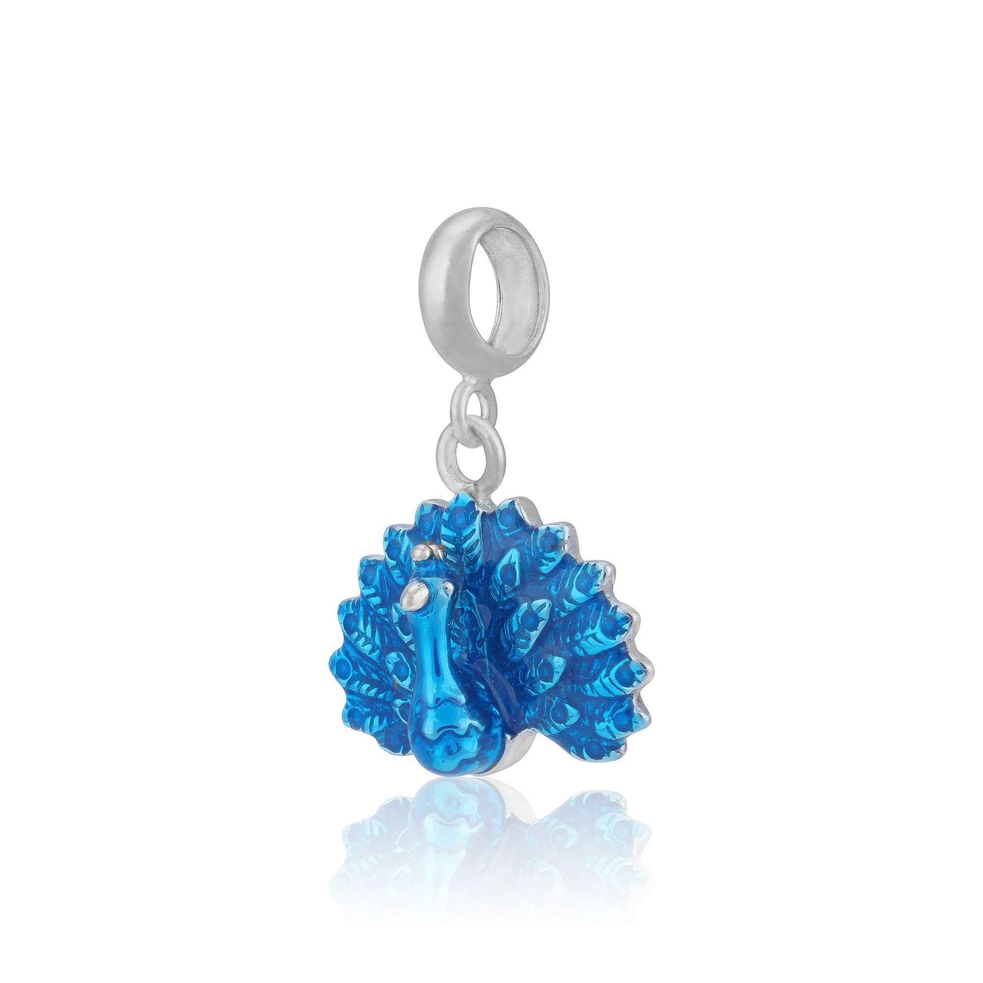 925 Sterling Silver Azure Feathered Elegance Charm Pendant for Women