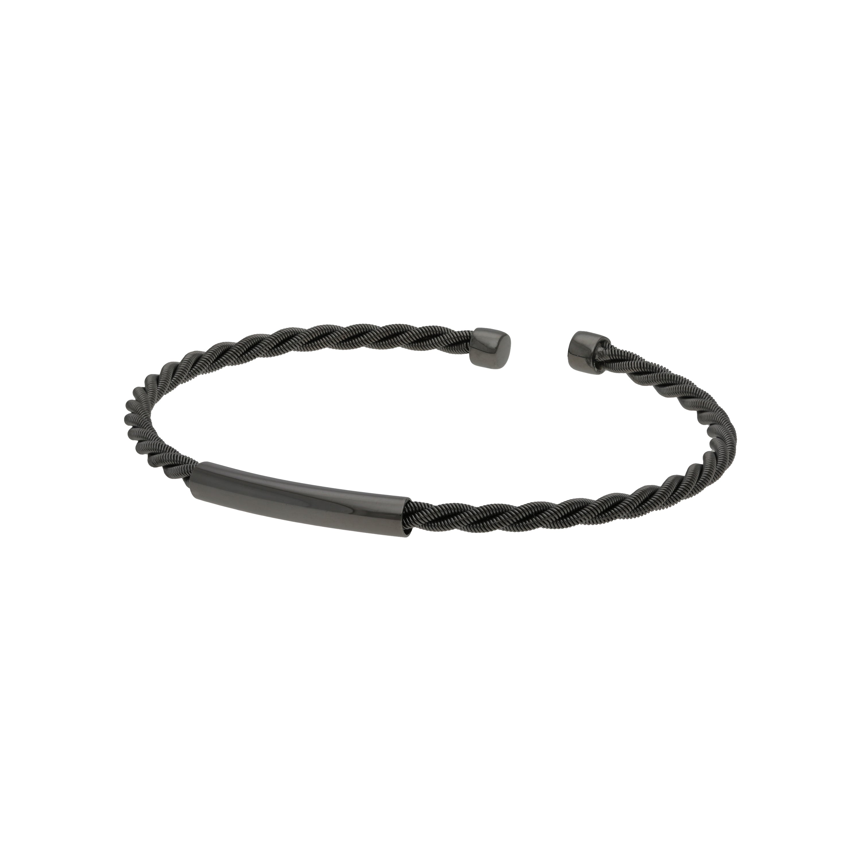 Sterling Silver Black Bending Wrist Band