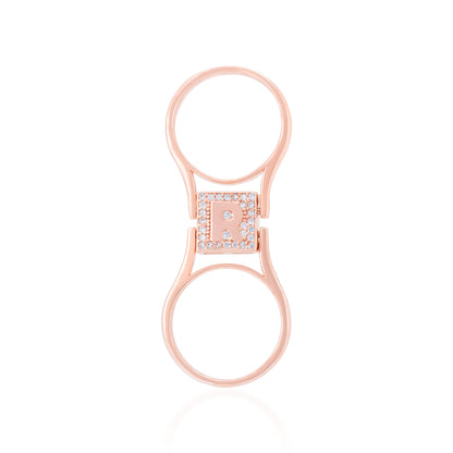 925 Sterling Silver Bling Flip ˜Rž ¢ Solitaire Stone Rose Gold Plated Reversible Ring for Women