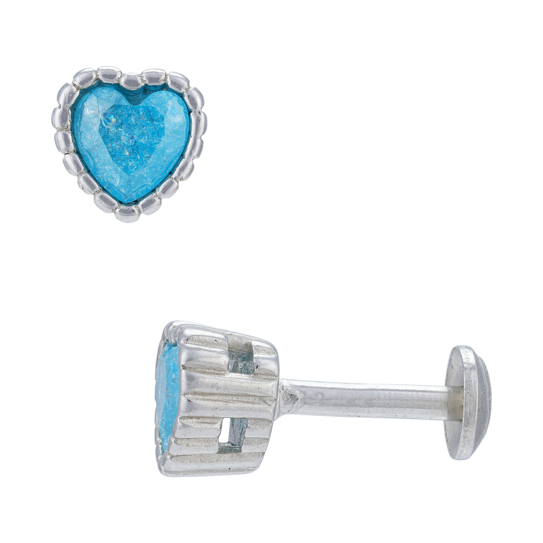 Sterling Silver Blue Bliss Heart Rhodium Plated Studs For Women