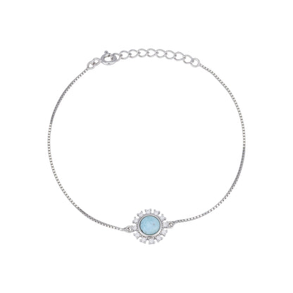 925 Sterling Silver Blue Centred Blooming Bracelet For Women