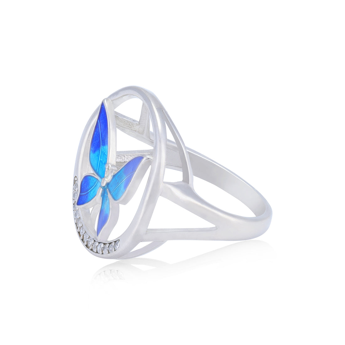 925 Sterling Silver Blue Mirage Butterfly Dream Catcher Rings For Women