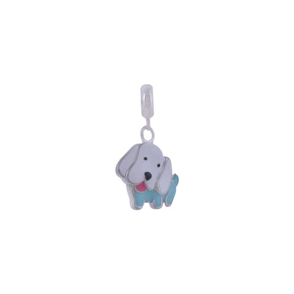 925 Sterling Silver Blue Puppy Rhodium Plated Pendant For Kids