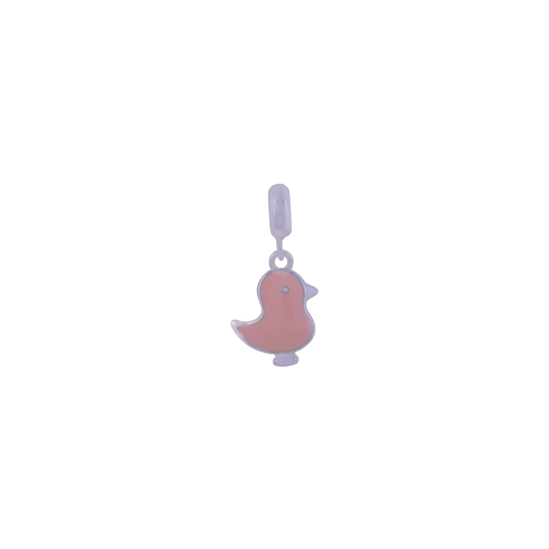925 Sterling Silver Blush Birdie Rhodium Plated Pendant For Kids