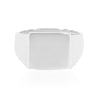 925 Sterling Silver Bold Box Rhodium Plated Engraved Ring 1