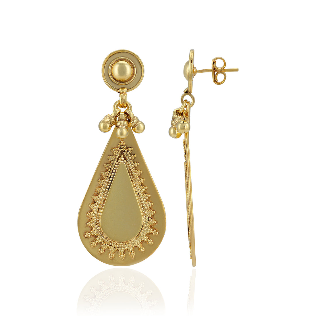 Sterling Silver Bold Teardrop Hanging Disc Gold Plated Earrings For Women