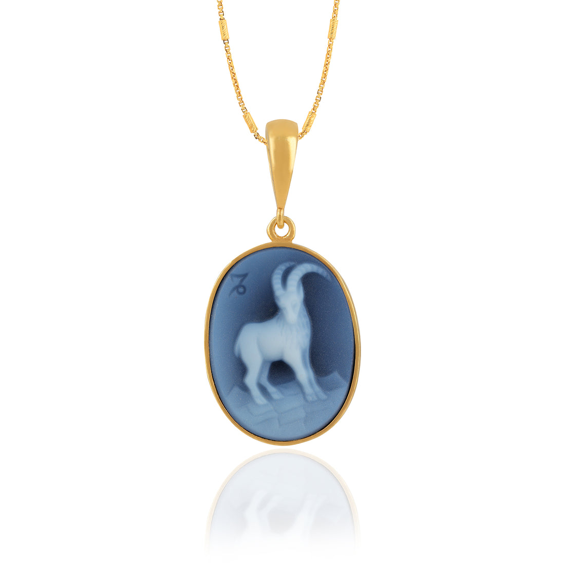 925 Sterling Silver Capricorn Zodiac Agate Gold Plated Pendant for Men and Women
