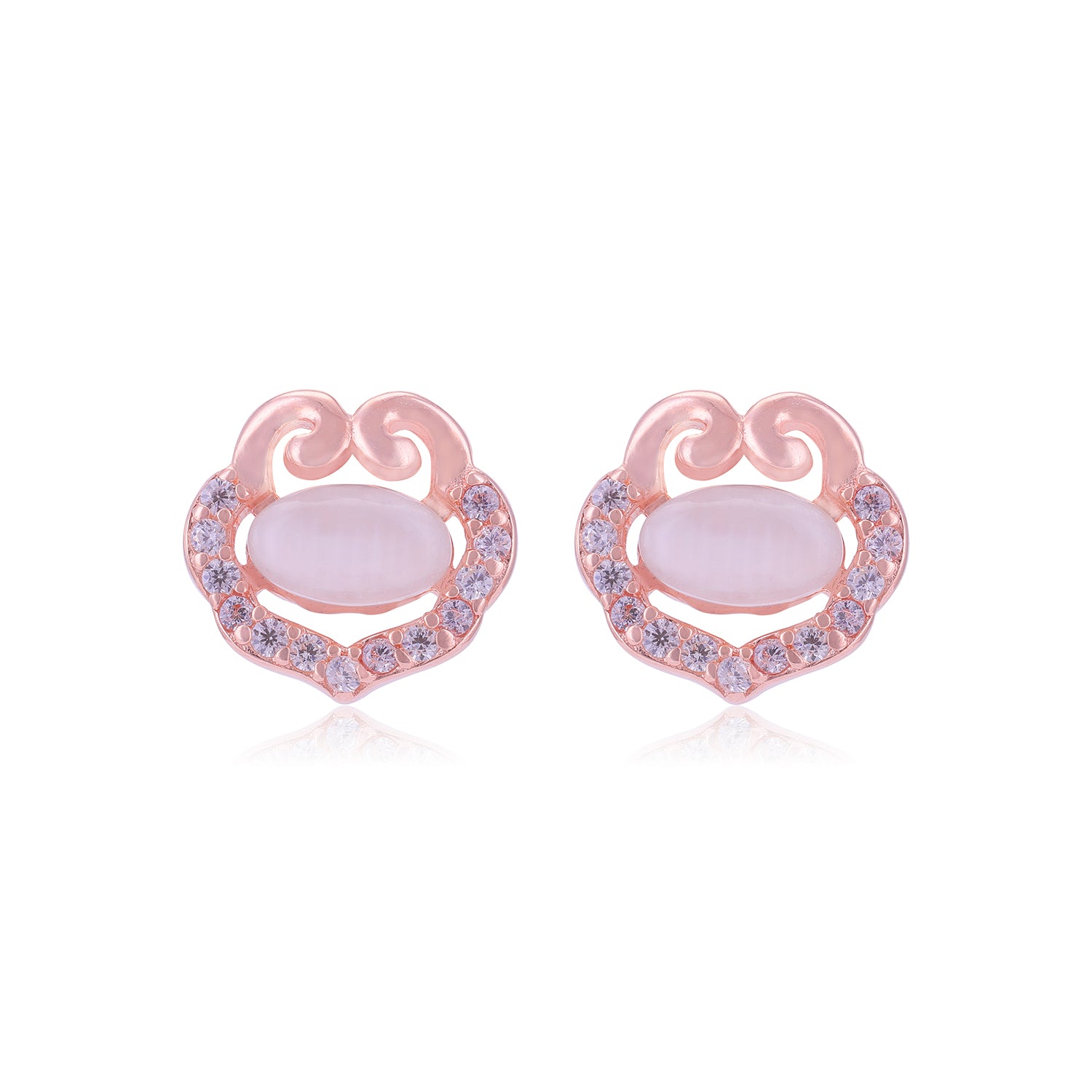 925 Sterling Silver Centred Moonstone Side Small Stone Detailing Earrings For Women